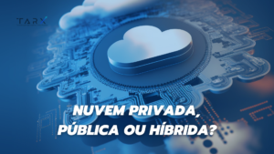 Nuvem Privada Pública ou Híbrida. Mostra uma nuvem remetendo a tecnologia.